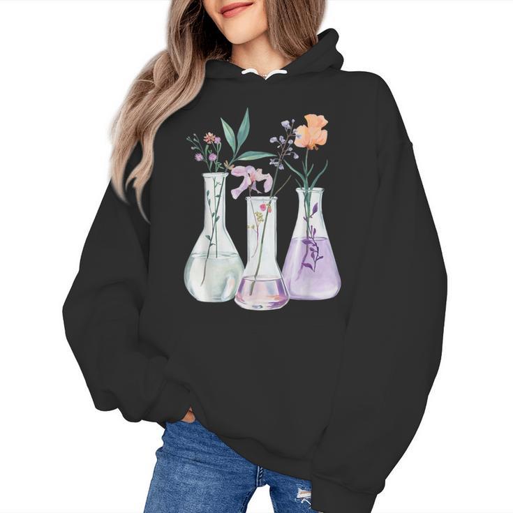 Flowers Test Tube Chemistry Student Science Teacher Women Women's Hoodie