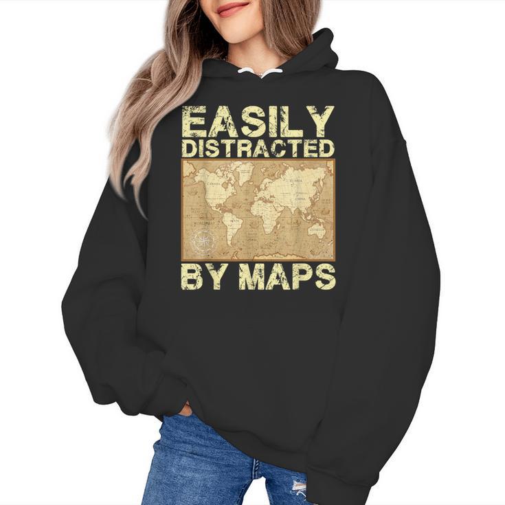 Geography Teacher Easily Distracted By Maps Women's Hoodie