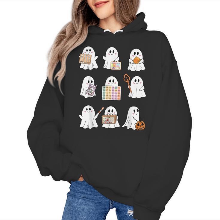 Ghost Speech Therapy Teacher Spooky Season Halloween Women's Hoodie