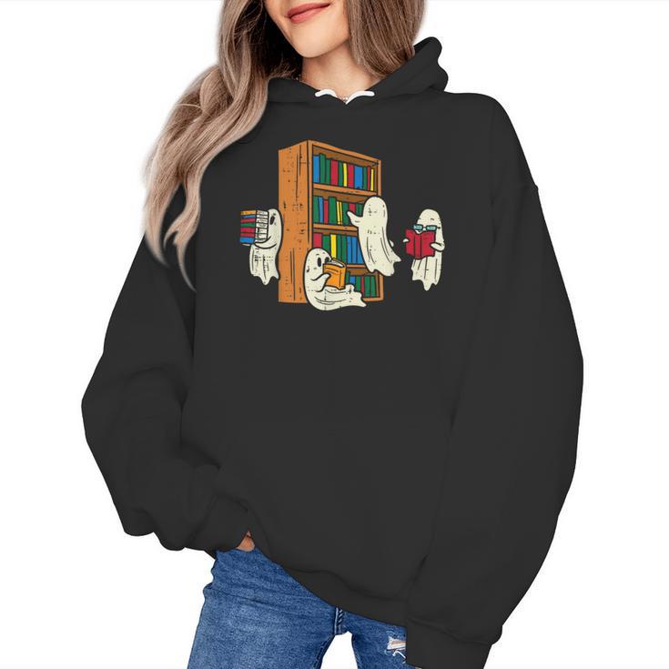 Ghosts Reading Books Teacher Halloween Librarian Boooks Women's Hoodie