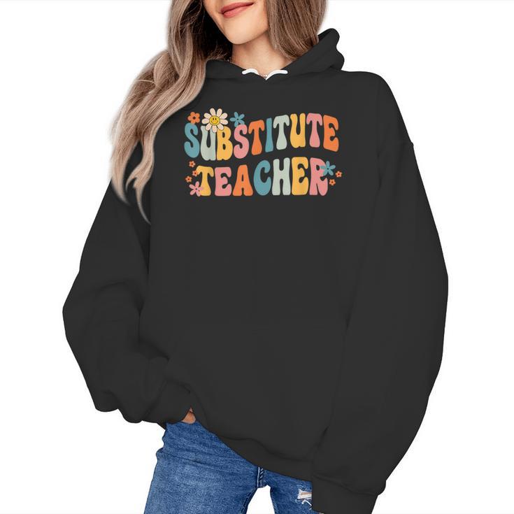 Groovy Substitute Teacher Retro Teacher Back To School Women's Hoodie