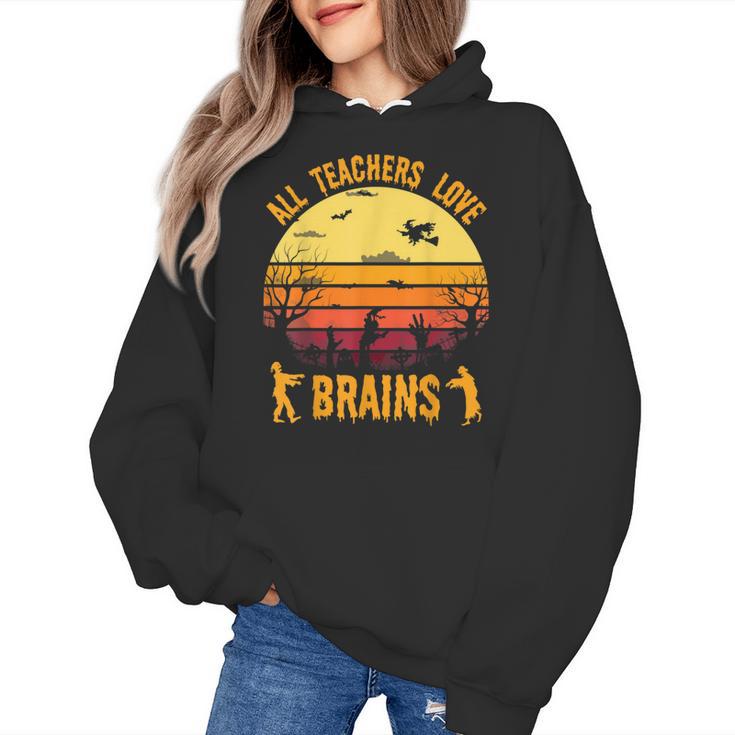 Halloween Costume Teacher Love Brains Zombie Women's Hoodie