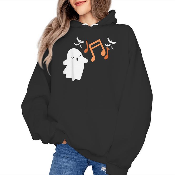 Halloween Music Note Ghost Teacher Fall Musical Instrument Women's Hoodie