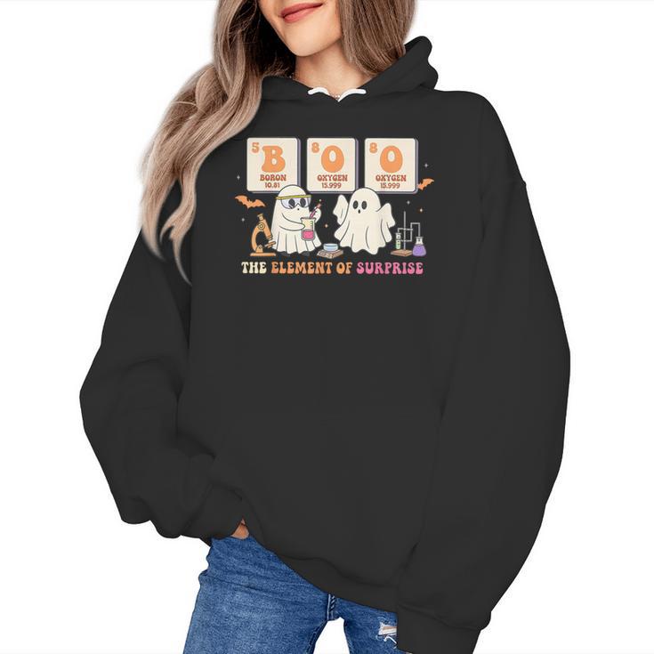 Halloween Science Teacher Boo Ghost The Element Of Surprise Women's Hoodie