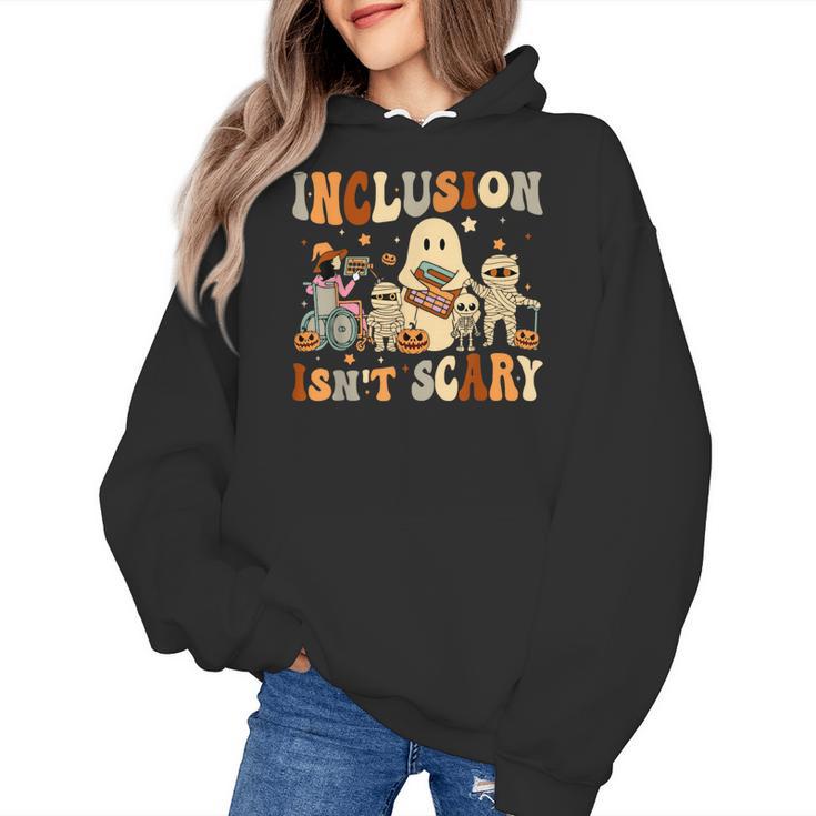 Halloween SLP Sped Teacher Groovy Inclusion Isn't Scary Women's Hoodie
