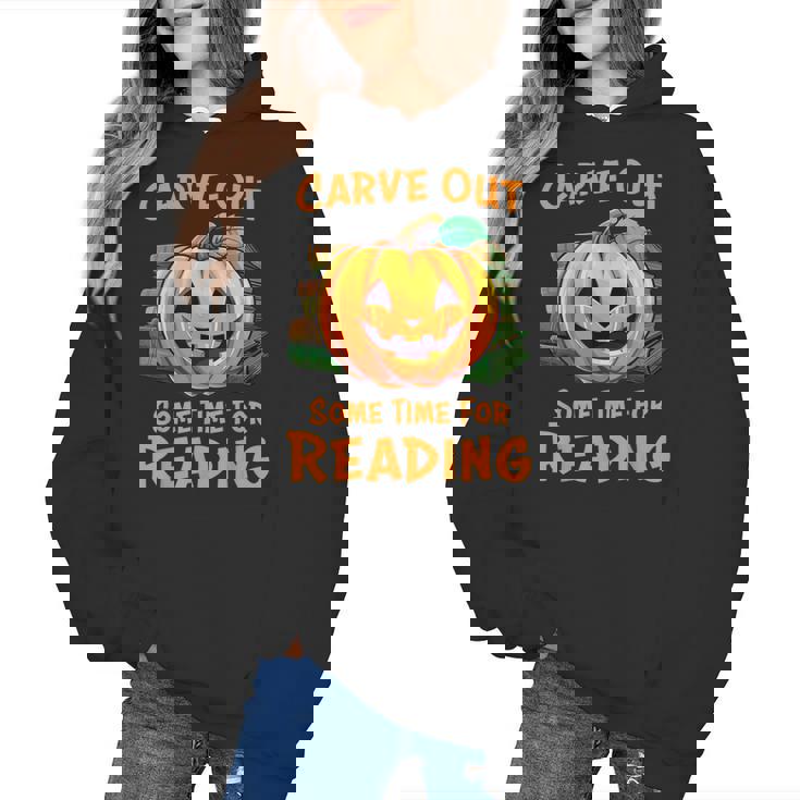 Halloween Teacher Librarian Pumpkin Reading Books Men Women Kids Women&#x27;s Hoodie