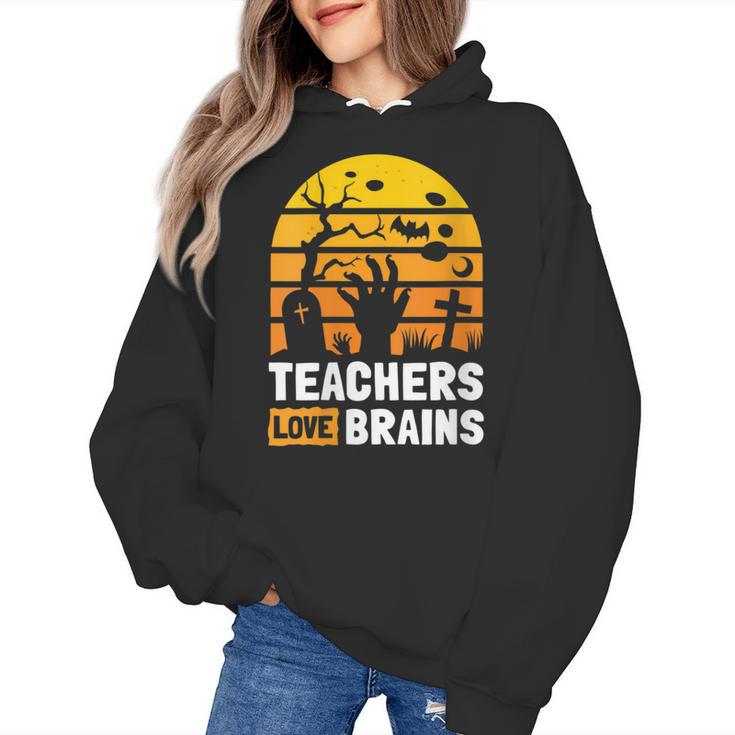 Halloween Teachers Science Math Teachers Love Brains Women's Hoodie