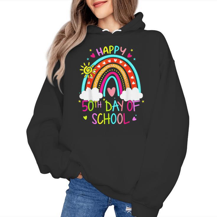 Happy 50th Days Of School Rainbow Teacher 50 Days Smarter Women's Hoodie