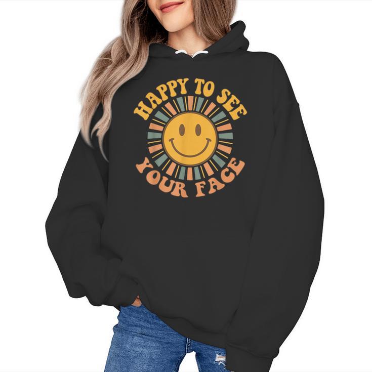 Happy To See Your Face Retro Happy Teacher Back To School Women's Hoodie