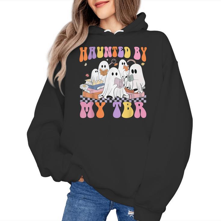Haunted By My TBR Cute Ghosts Book Reading Teacher Halloween Women's Hoodie