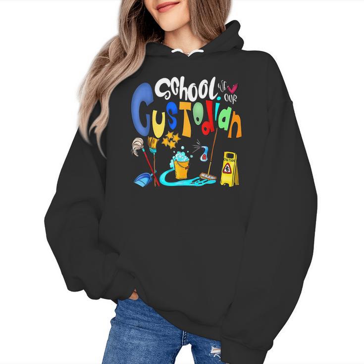 We Heart Love Our School Custodian For Teacher & Kids Women's Hoodie