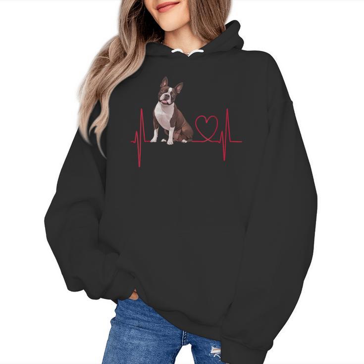 Heartbeat Boston Terrier Dog Women's Hoodie, trending gift