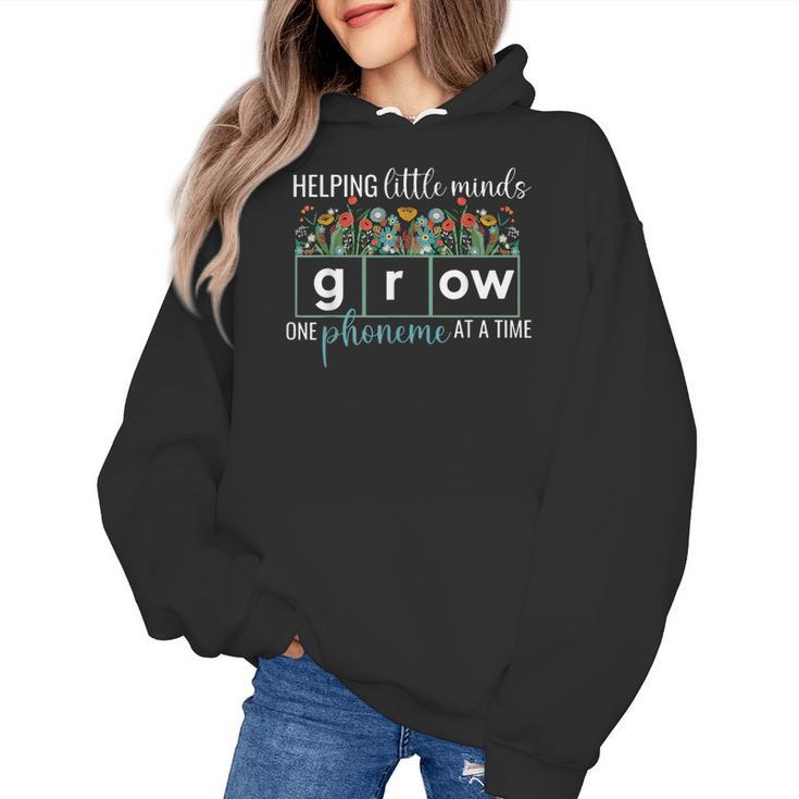 Helping Little Minds Grow One Phoneme At A Time Teacher Women's Hoodie