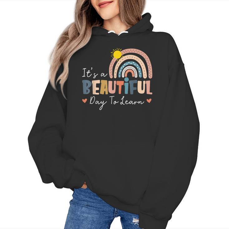 It's A Beautiful Day To Learn Cute Rainbow Boho Teacher Women's Hoodie, trending gift