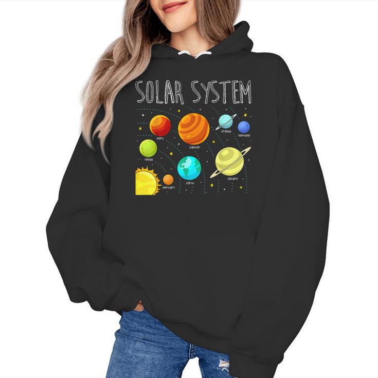 Kids Solar Systems Cute Planets Space Science Teacher School Women's Hoodie