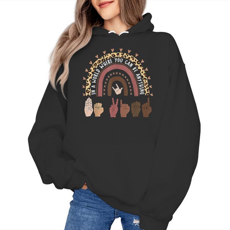 Be Kind Hand-Talking Teacher Artist ASL Women's Hoodie