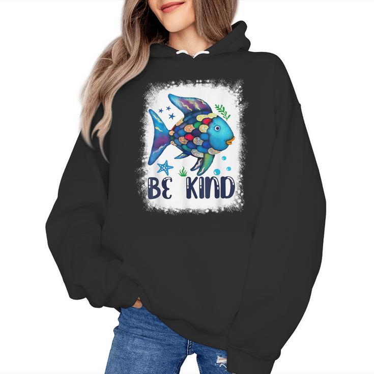 Be Kind Rainbow Fish Teacher Life Back To School Teaching Men Women Women's Hoodie