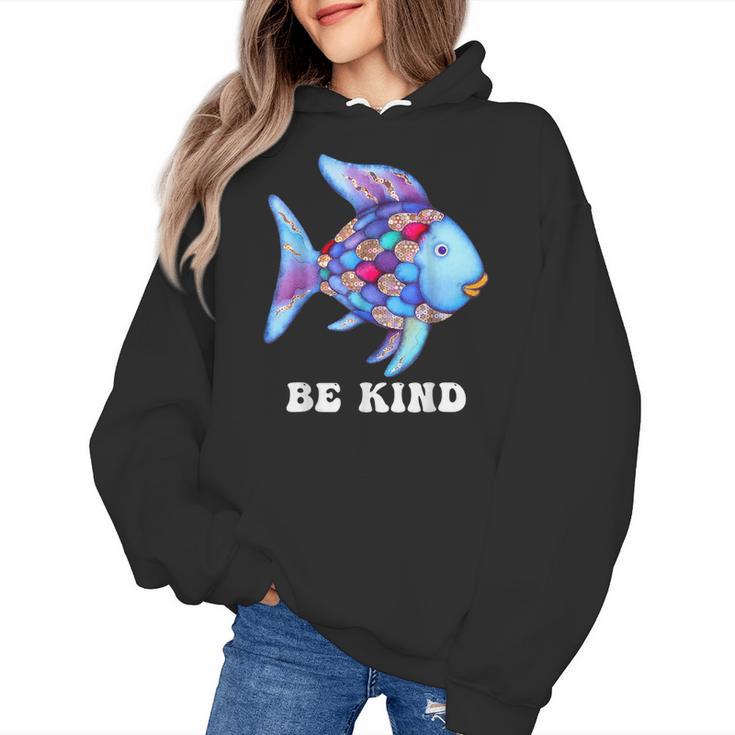 Be Kind Rainbow Fish Teacher Life Teaching Back To School Women's Hoodie