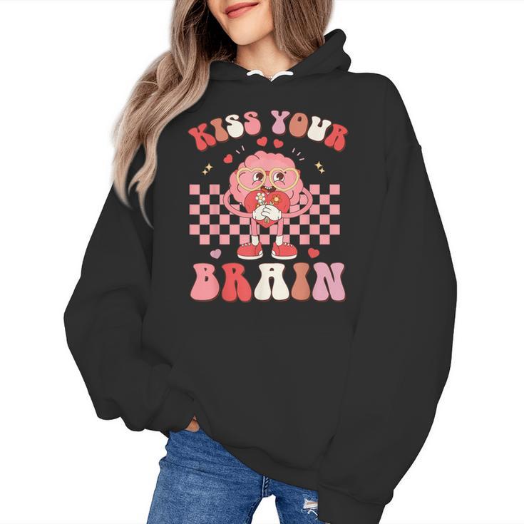 Kiss Your Brain Valentines Test Day Teacher Squad Kids Women's Hoodie