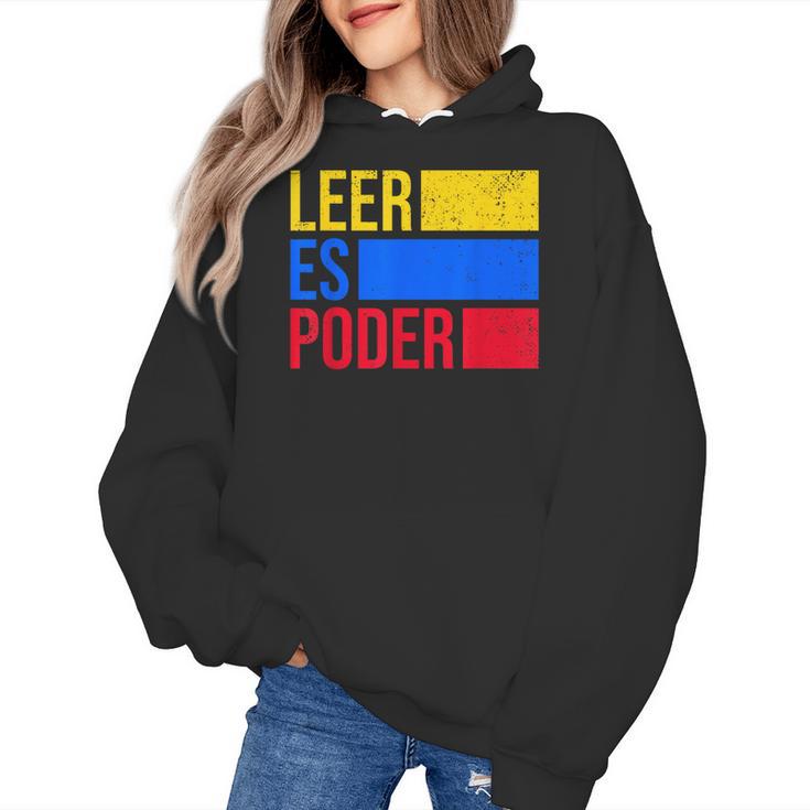 Leer Es Poder Colombian Spanish Teacher Maestra Colombia Women's Hoodie