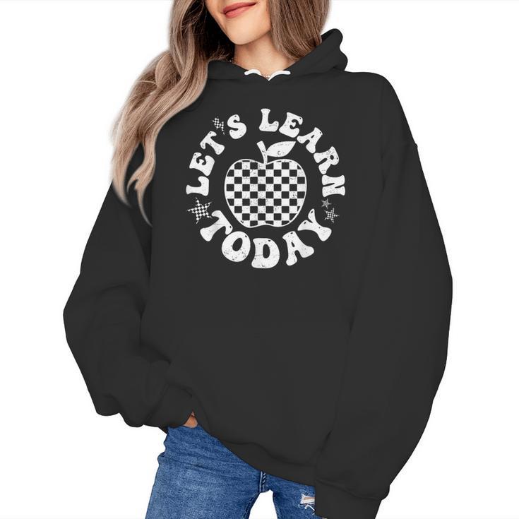 Let's Learn Today Checkered Apple Back To School Teacher Women's Hoodie