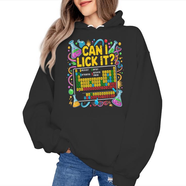 Can I Lick It Periodic Table Science Teacher Men Women Women's Hoodie