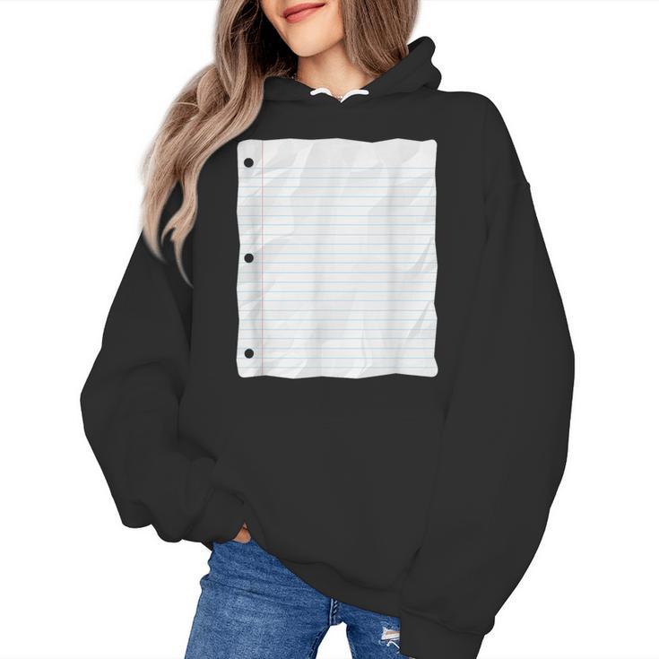 Lined Paper Notebook Halloween Costume For Students Teachers For Men Women Kids Women's Hoodie