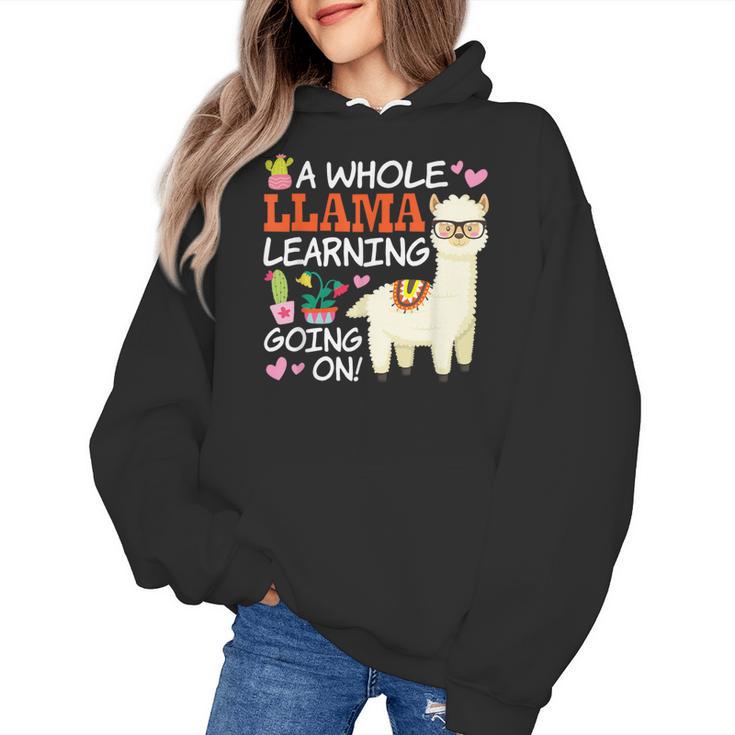 Llama Learning T Shirt Teachers Students Alpaca Lovers Women's Hoodie