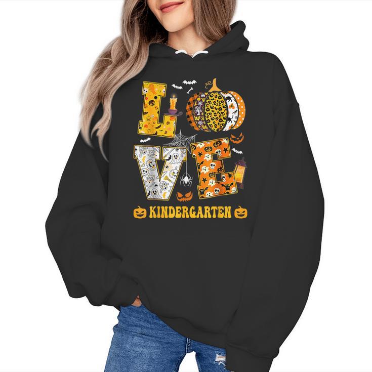 LOVE Kindergarten Pumpkin Teacher Student Halloween Costume Women's Hoodie