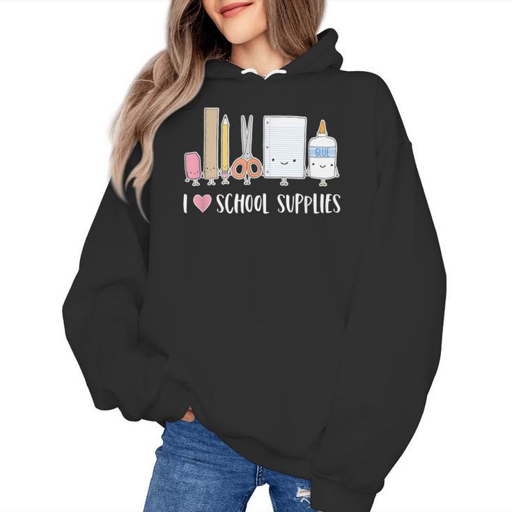 I Love School Supplies Teacher Shirt Women's Hoodie