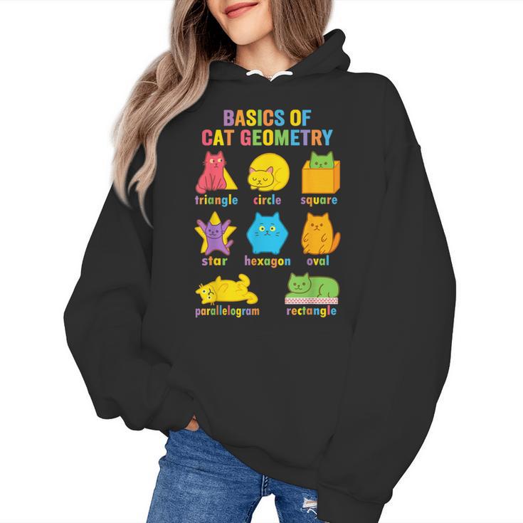 Math Cat Geometry Back To School Mathematics Teacher Women's Hoodie