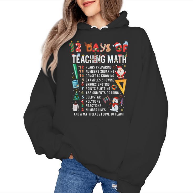 Math Teacher Christmas 12 Days Of Teaching Math Christmas Women's Hoodie