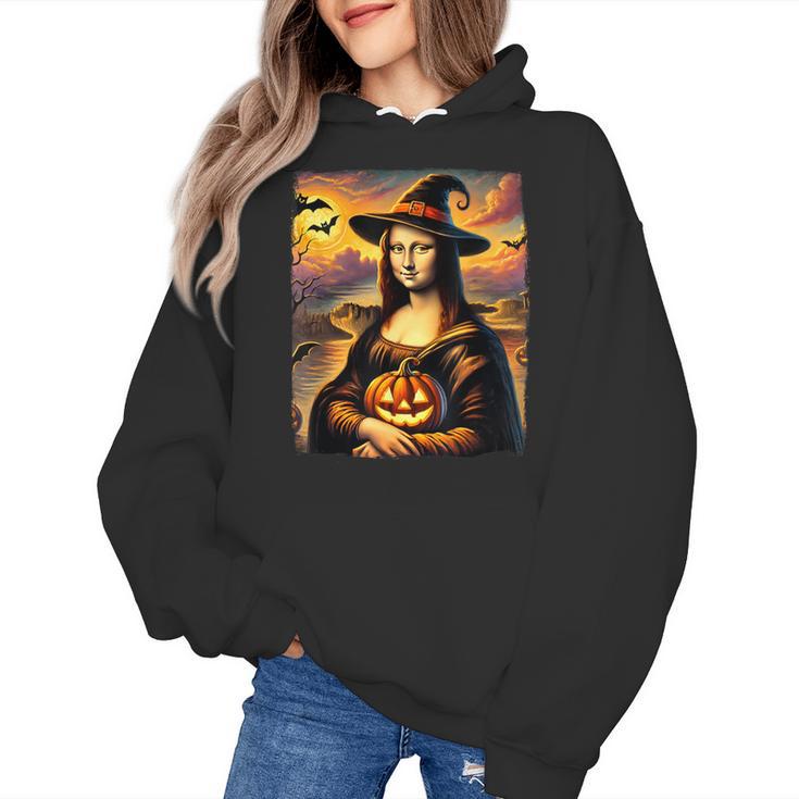Mona Lisa Pumpkin Halloween Art Teacher Witchy Women Kids Women's Hoodie