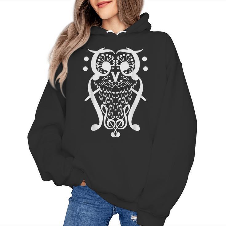 Music Note Owl Shirt Musicians Teacher Birthday Bird Women's Hoodie