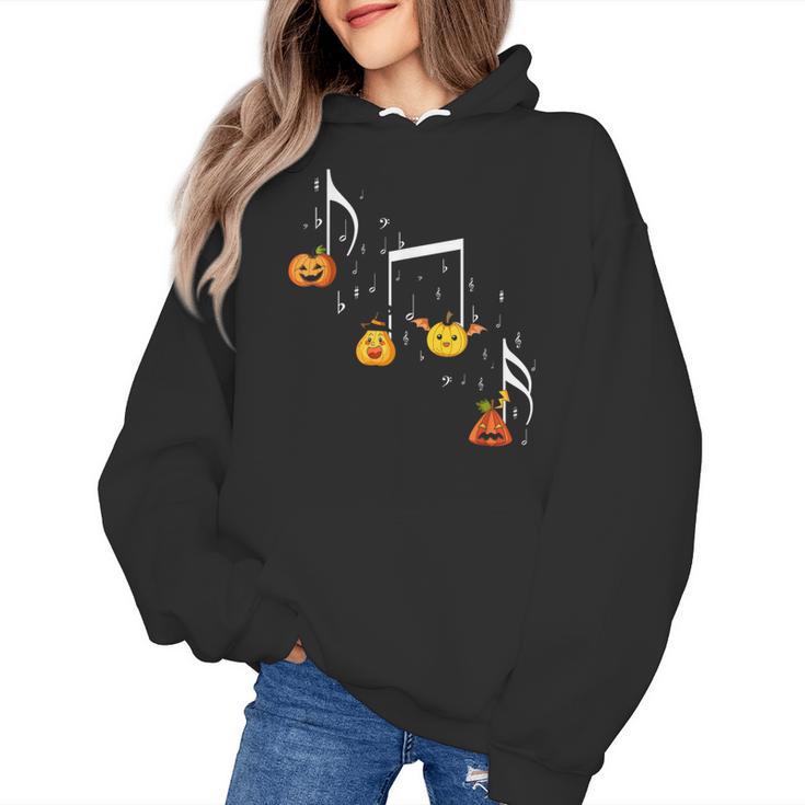 Music Note Pumpkin Fall Music Teacher Halloween Costume Women's Hoodie