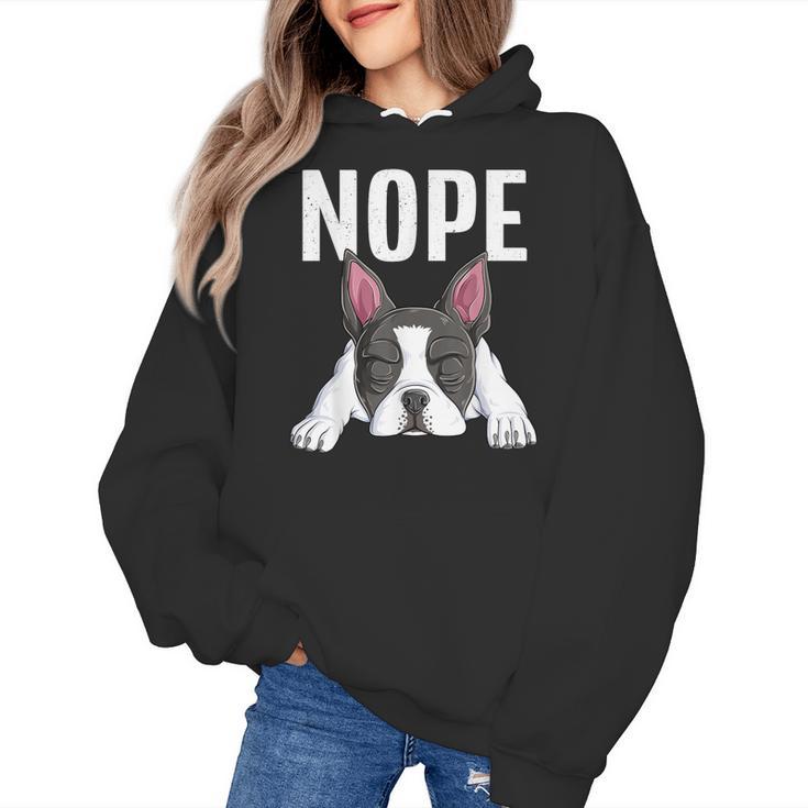 Nope Boston Terrier Puppy Dog Bostie Lover Men Women Girls Kids Women's Hoodie