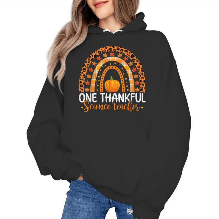 One Thankful Science Teacher Rainbow Boho Fall Thanksgiving Women's Hoodie