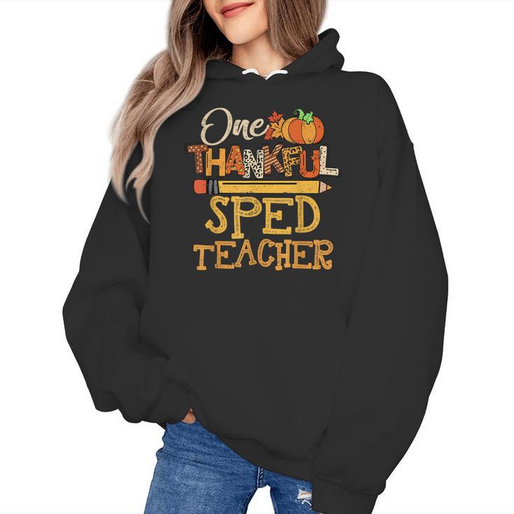 One Thankful Sped Teacher Cute Thanksgiving Women Women's Hoodie