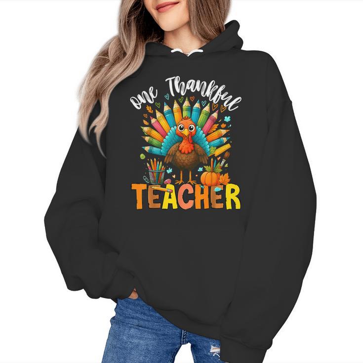One Thankful Teacher Thanksgiving Turkey Cute Crayon Pencil Women's Hoodie, trending gift One Thankful Teacher Thanksgiving Turkey Cute Crayon Pencil Women's Hoodie, trending gift