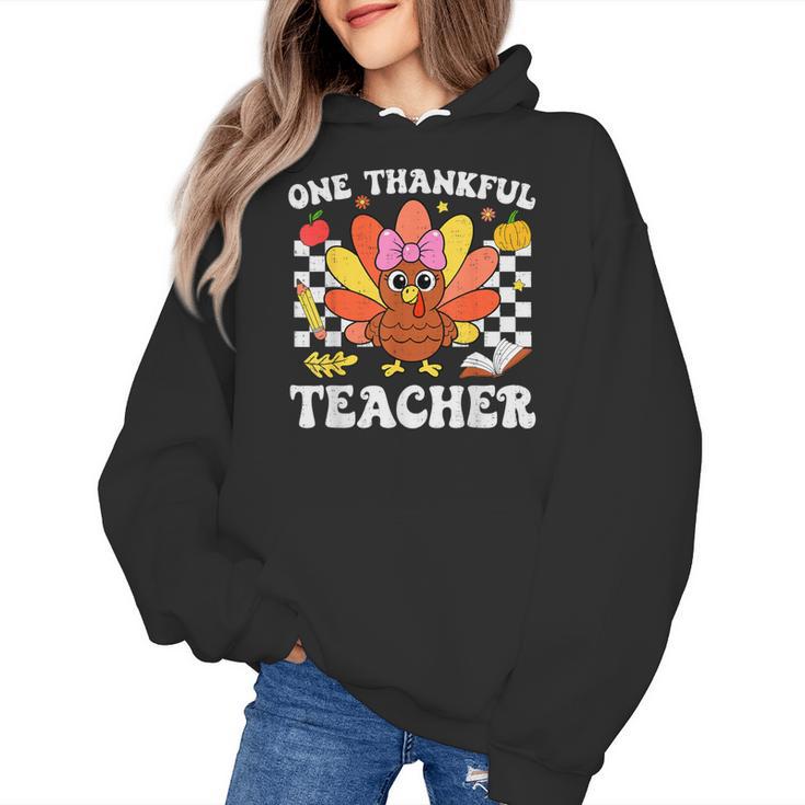 One Thankful Teacher Turkey Thanksgiving Teaching Women's Hoodie