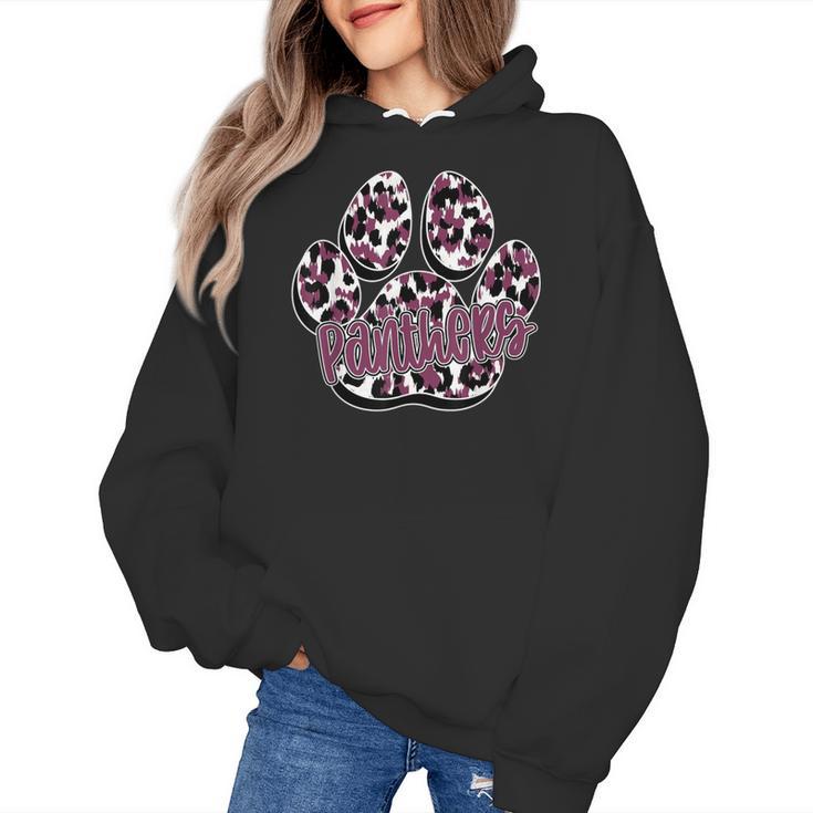 Panthers Paw Print Leopard Maroon Panther Pride Teacher Women's Hoodie