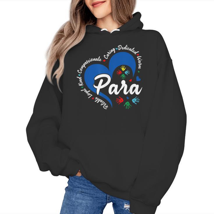 Para Heart Teacher Paraprofessional School Appreciation Women's Hoodie
