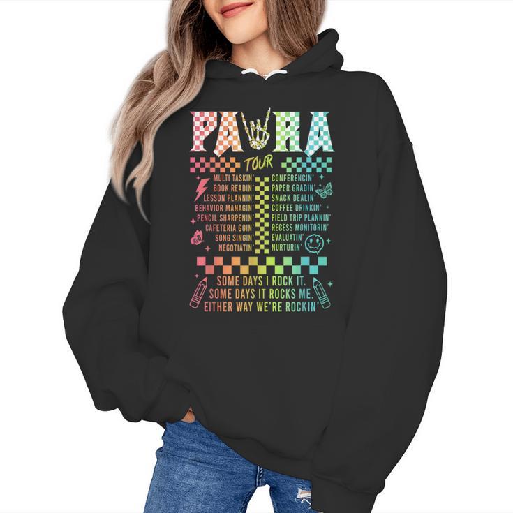 Para Tour Paraprofessional Squad Rock Teacher Back To School Women's Hoodie