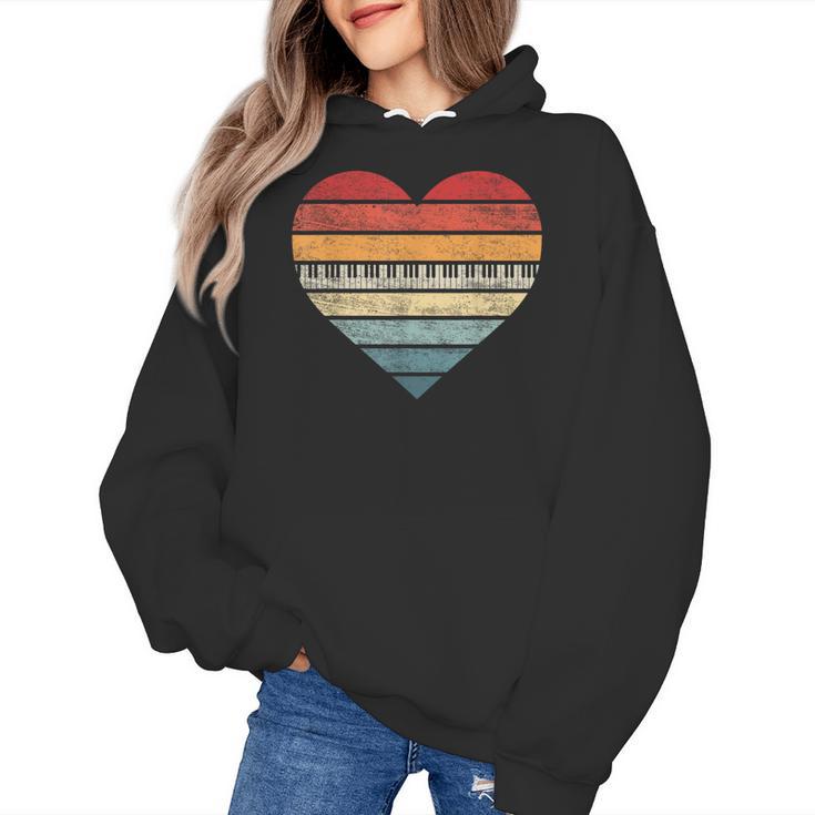 Pianist Retro Sunset Piano Keyboard Player Teacher Women's Hoodie