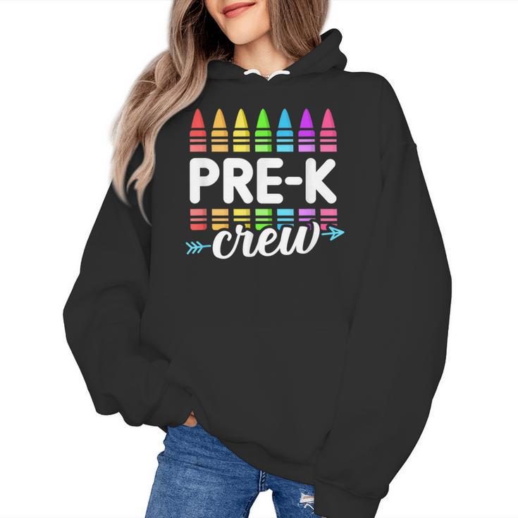 Pre-K Crew Teacher Team Squad Hello Back School Graduation Women's Hoodie