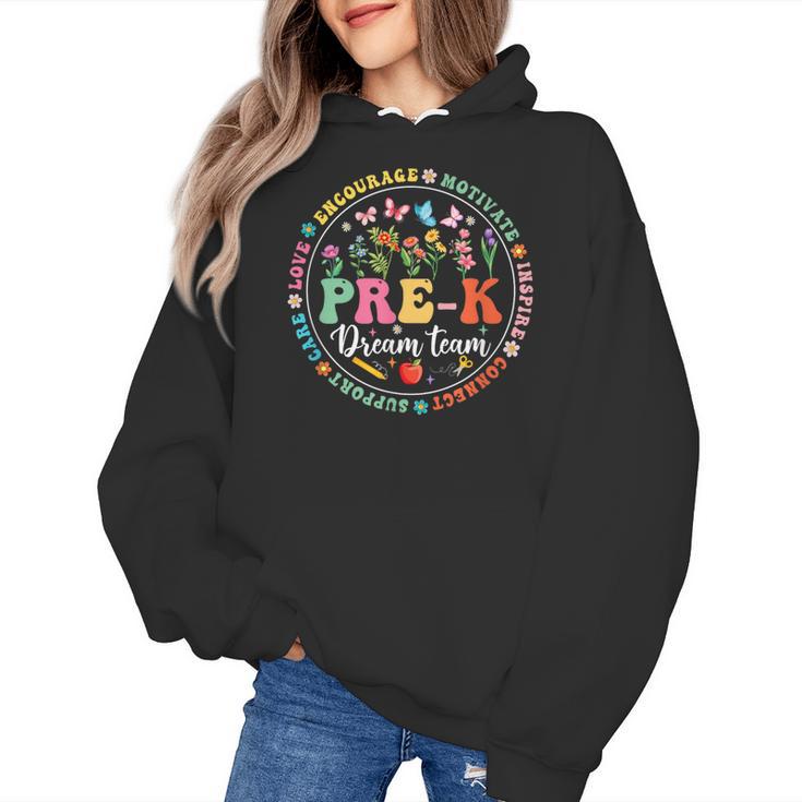Pre-K Dream Team Back To School Teacher Flower Women's Hoodie