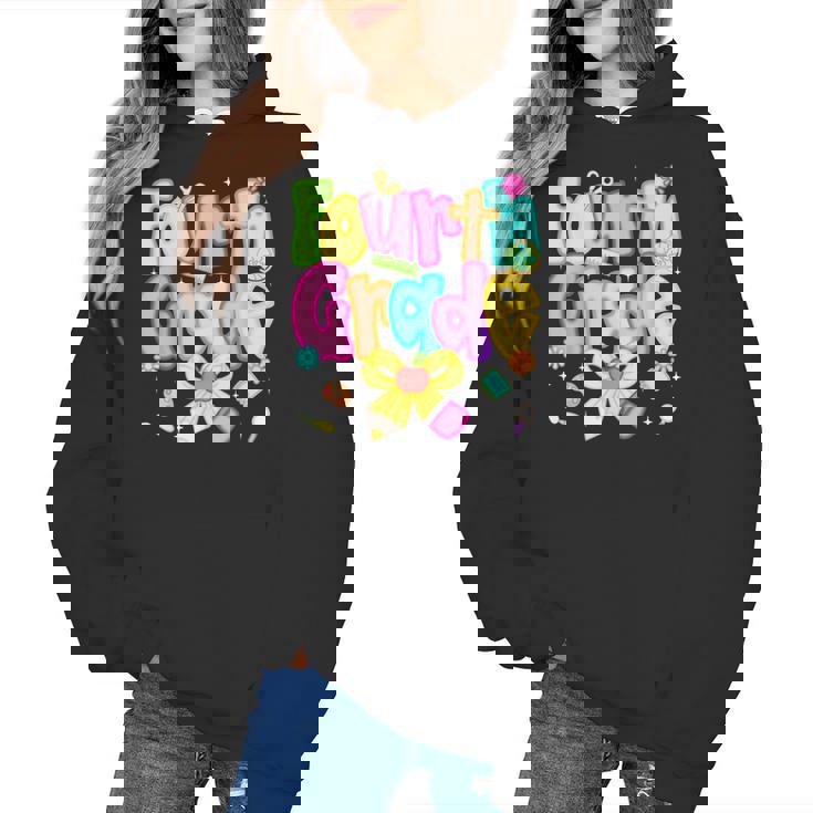 Preppy Fourth Grade Back To School 4th Grade Teacher Girls Women&#x27;s Hoodie