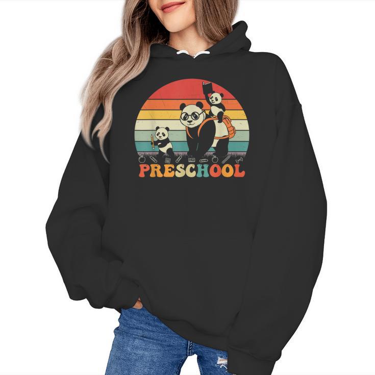 Preschool Panda Back To School Teacher Student Women's Hoodie
