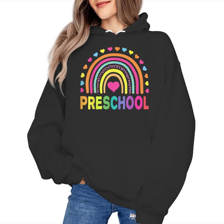 Preschool Rainbow Girls Boys Kids Teacher Back To School Women's Hoodie