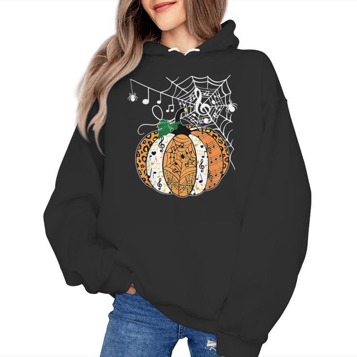 Pumpkin Music Teacher Halloween Fall Music Notes Autumn Women's Hoodie